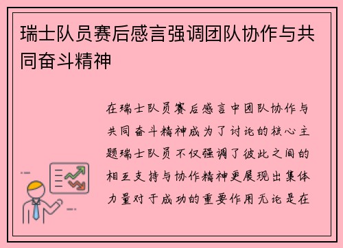 瑞士队员赛后感言强调团队协作与共同奋斗精神